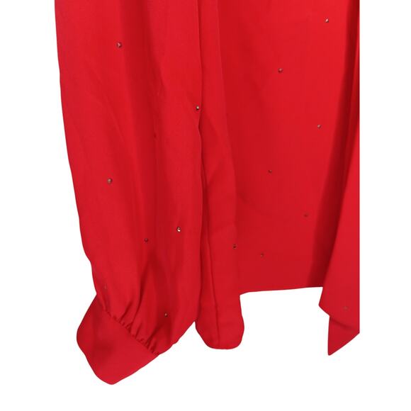 New Ted Baker Red Sparkle Rhinestone Holiday Blouse Size 0 (US XS) $225 - Picture 7 of 16